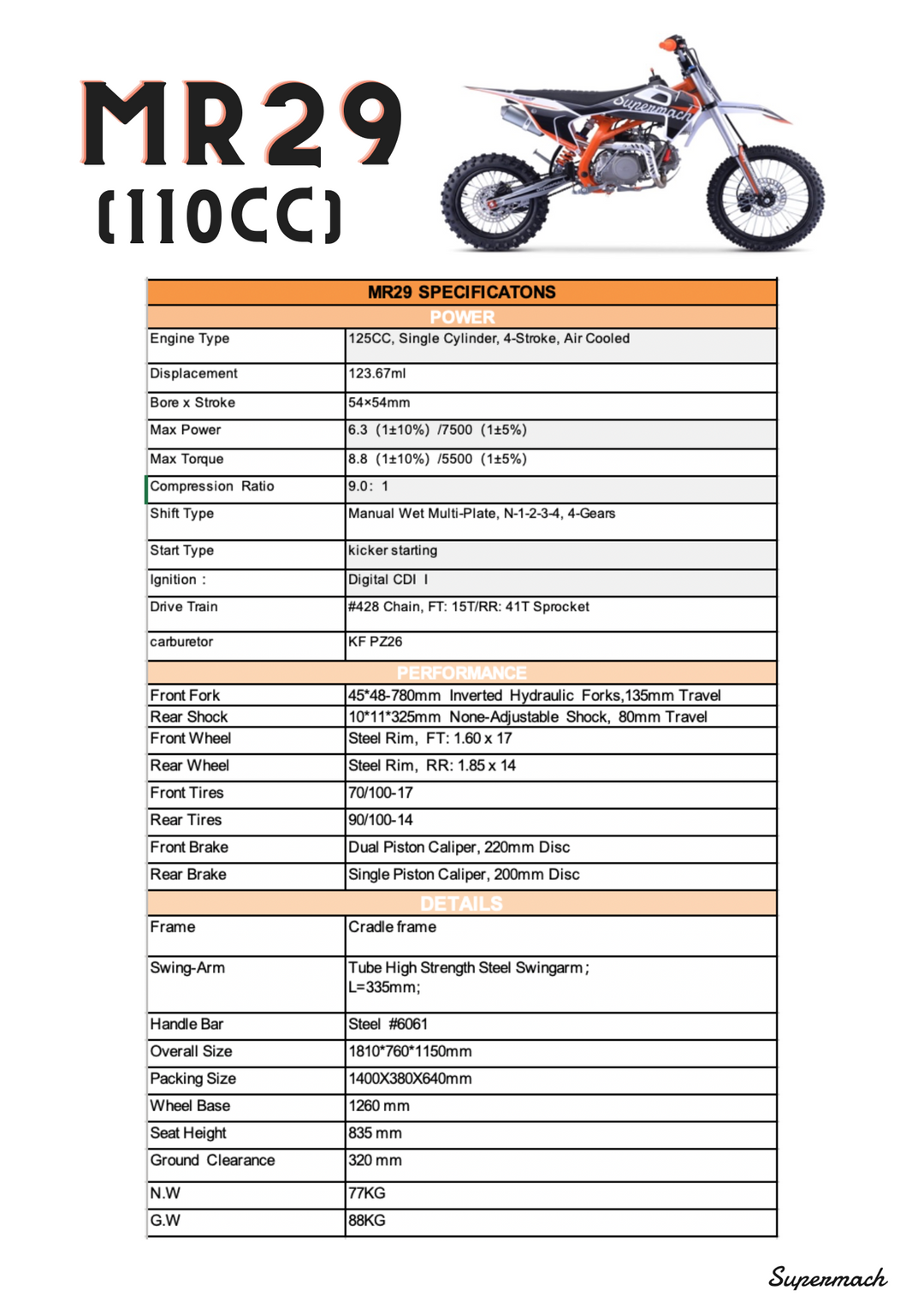 MR29 Dirt Bike – Supermach